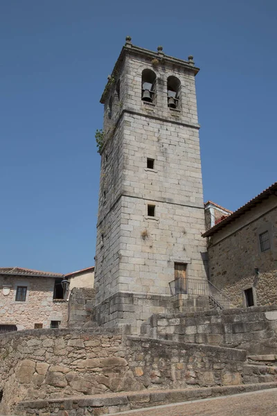 Dzwonnica Kościoła Parafialnego Miranda Castanar Village Salamanka Hiszpania — Zdjęcie stockowe