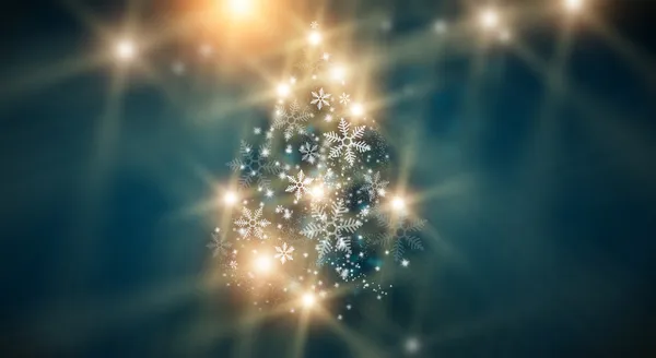 Glowing Christmas tree on horizontal background with copyspace — Stock Photo, Image