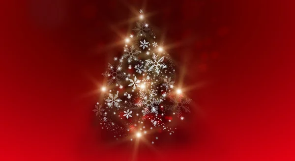 Gloeiende Kerstboom op horizontale achtergrond met copyspace — Stockfoto