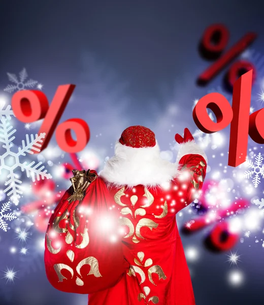 Papai Noel Natal conceito de vendas de desconto — Fotografia de Stock