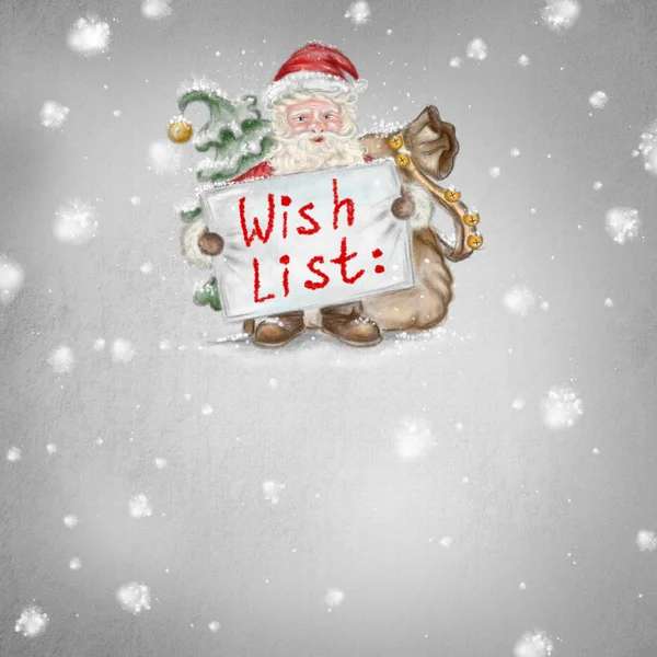 Beautiful hand drawn llustration Santa Claus with a Wishlist in — Stock Photo, Image