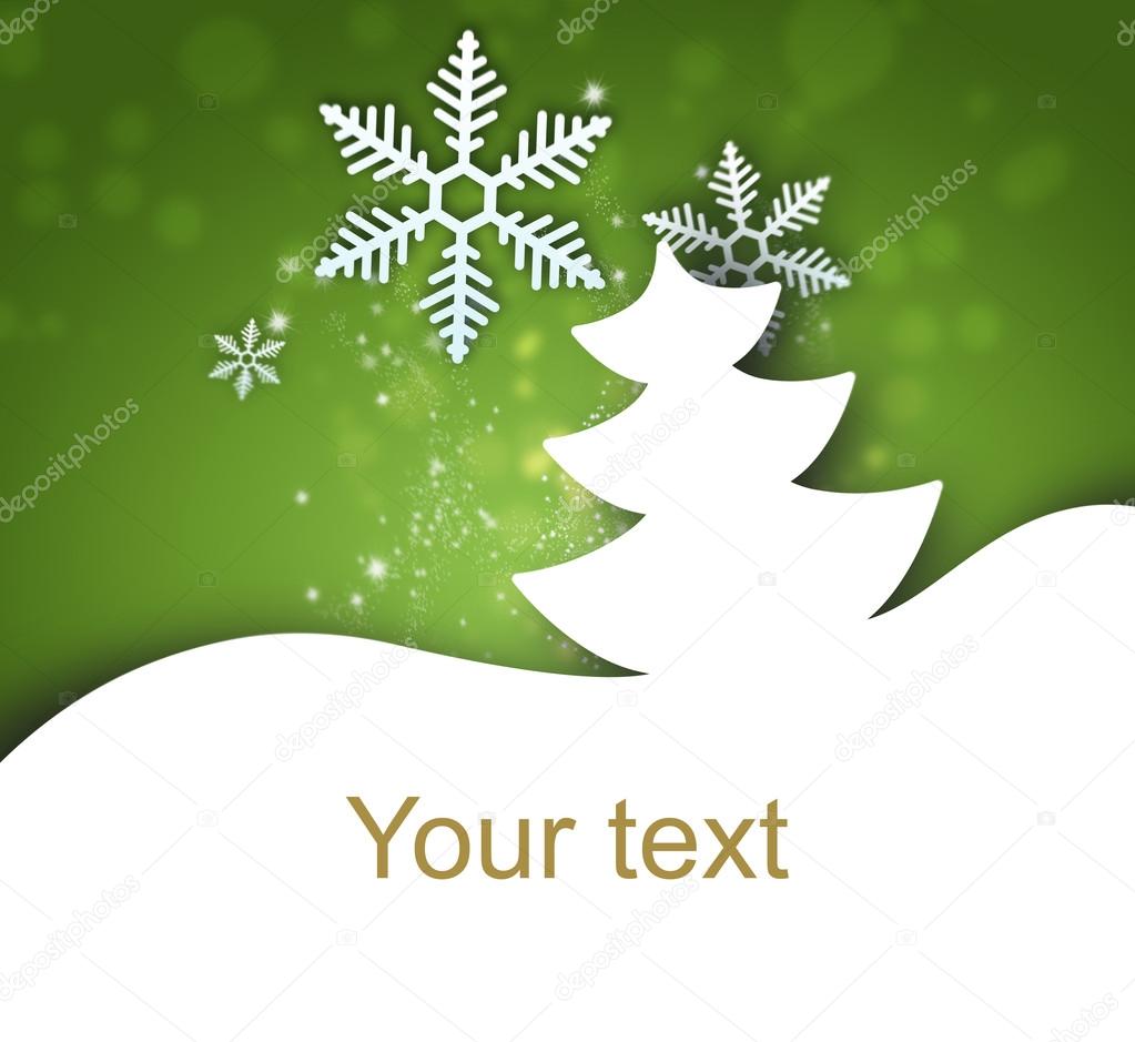 Christmas and New Year green background, abstract beautiful card