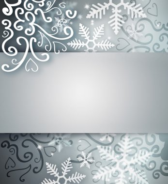 Şerit ve copyspa güzel kar tanesi Noel arka plan