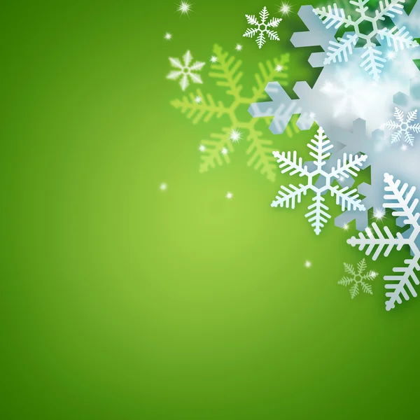 Beautiful snowflake green Christmas background with copyspace — Stock Photo, Image