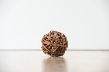 Tangled single wooden old knot sphere. Depression and crisis con clipart