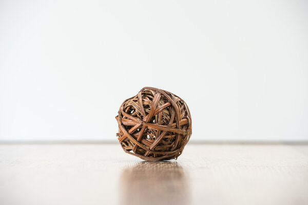 Tangled single wooden old knot sphere. Depression and crisis con