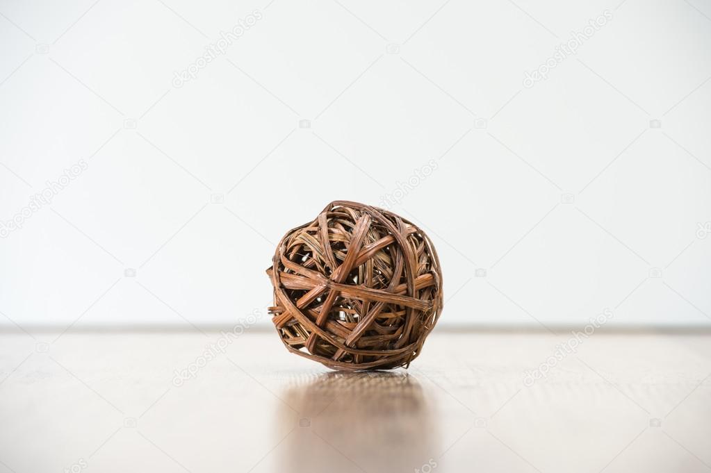 Tangled single wooden old knot sphere. Depression and crisis con