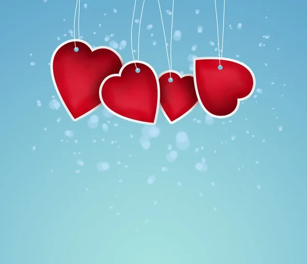 Sevgiliye arka plan: boş dize üzerinde asılı Kalpler — Stok fotoğraf