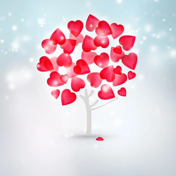 Tło valentine: drzewo z serca zamiast liści stojącą — Zdjęcie stockowe