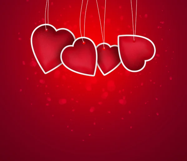 Valentine background: blank hearts hanging on string — Stock Photo, Image