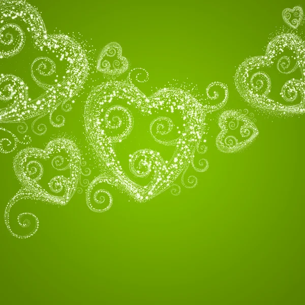 Cuore scintillante retro sfondo verde — Foto Stock