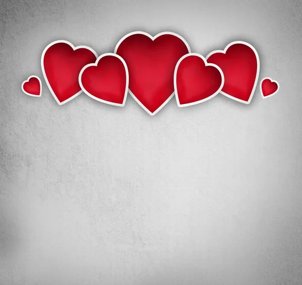 Valentines background: group of hearts over grunge background — Stock Photo, Image