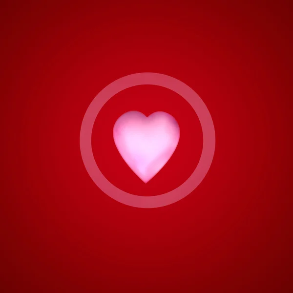 Heart inside circle over red background — Stock Photo, Image