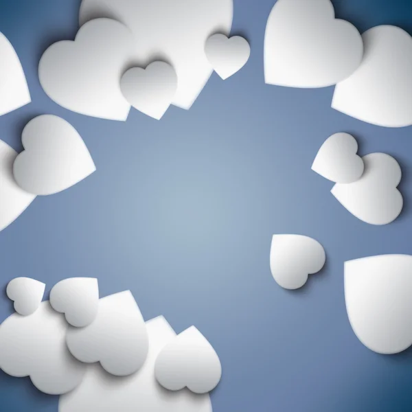 Schöne moderne valentine Hintergrund mit weißen Herzen auf blau — Stockfoto