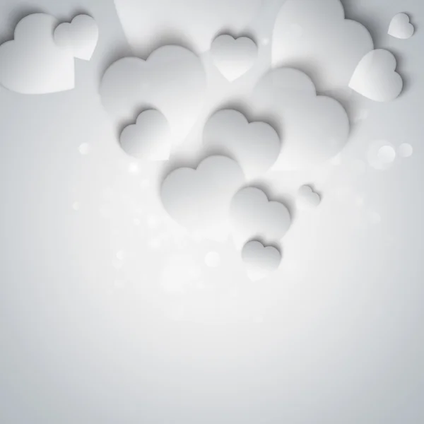 Beautiful modern valentine background with white hearts on gray — Stock Photo, Image