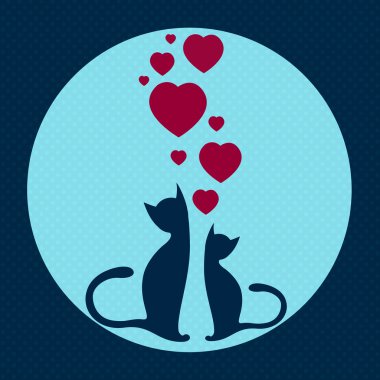 Sevgililer illüstrasyon. iki kedi aşık birlikte oturan