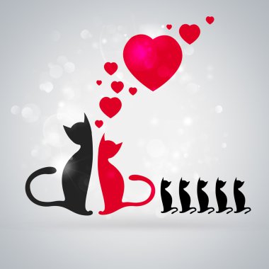 Sevgiliye arka plan: iki cats aşk ve bunların alt öğeleri içinde onları yakın: