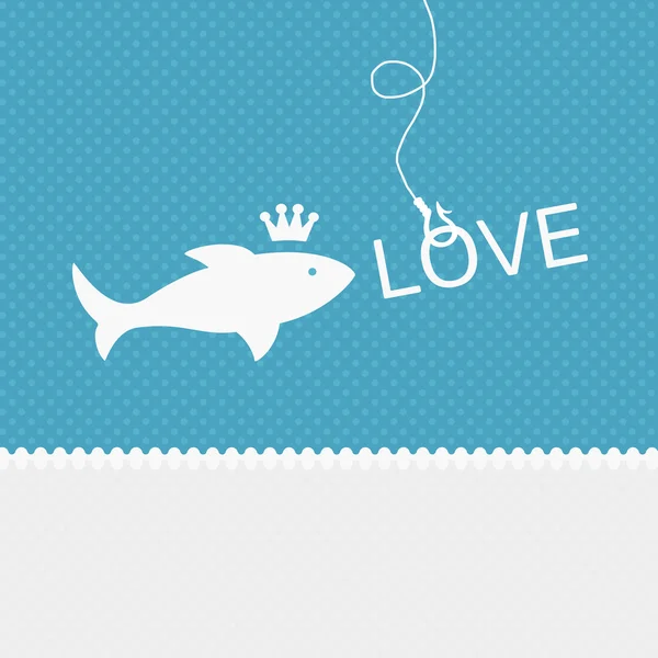 Valentine background: fish is on the hook of love — Stock Photo, Image