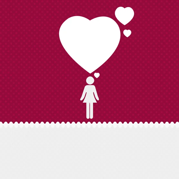 Valentine pozadí: osamělá žena sní o lásce — Stock fotografie
