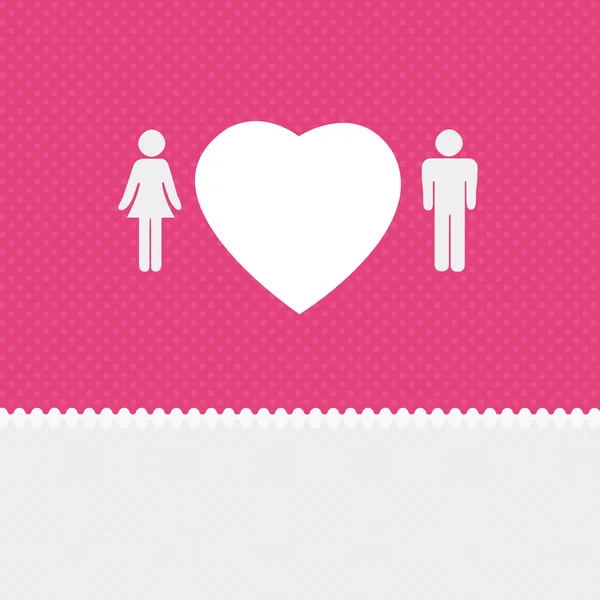 Valentine background: couple silhouettes with heart — Stock Photo, Image