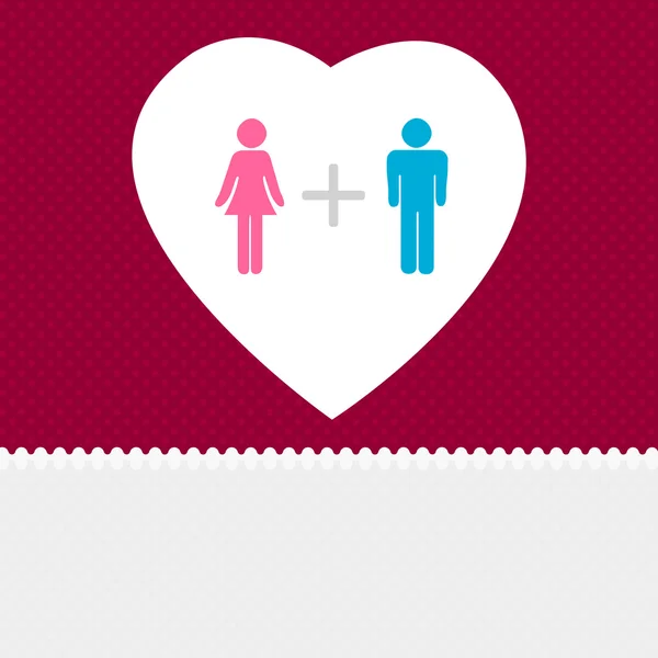 Fondo de San Valentín: siluetas de pareja con corazón — Foto de Stock