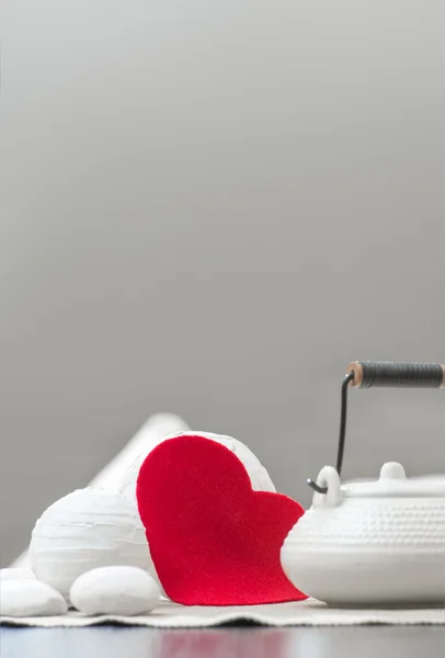 Sobrepreço de dia de Valentim de par. Conjunto de chá romântico — Fotografia de Stock