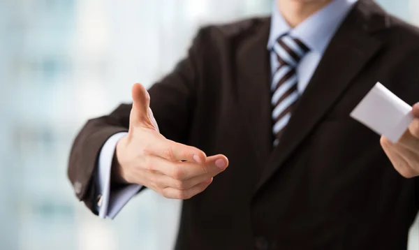 Closeup of torso of confident business man wearing elegant suit — Stock Photo, Image