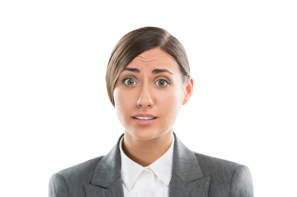 Retrato de mulher de negócios chocada e confusa — Fotografia de Stock