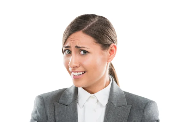 Porträtt av chockad och förvirrad affärskvinna — Stockfoto