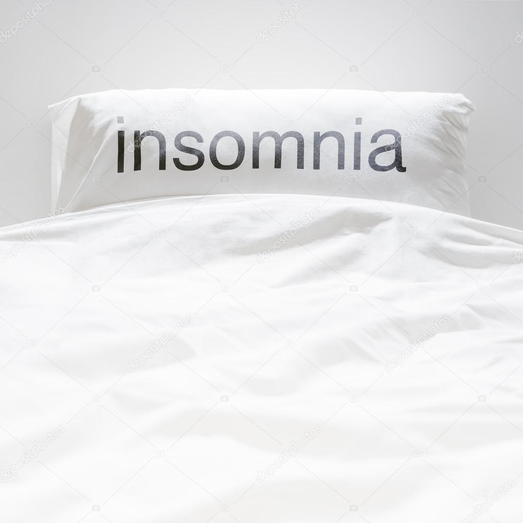 White fresh linen nobody, insomnia sign on pillow