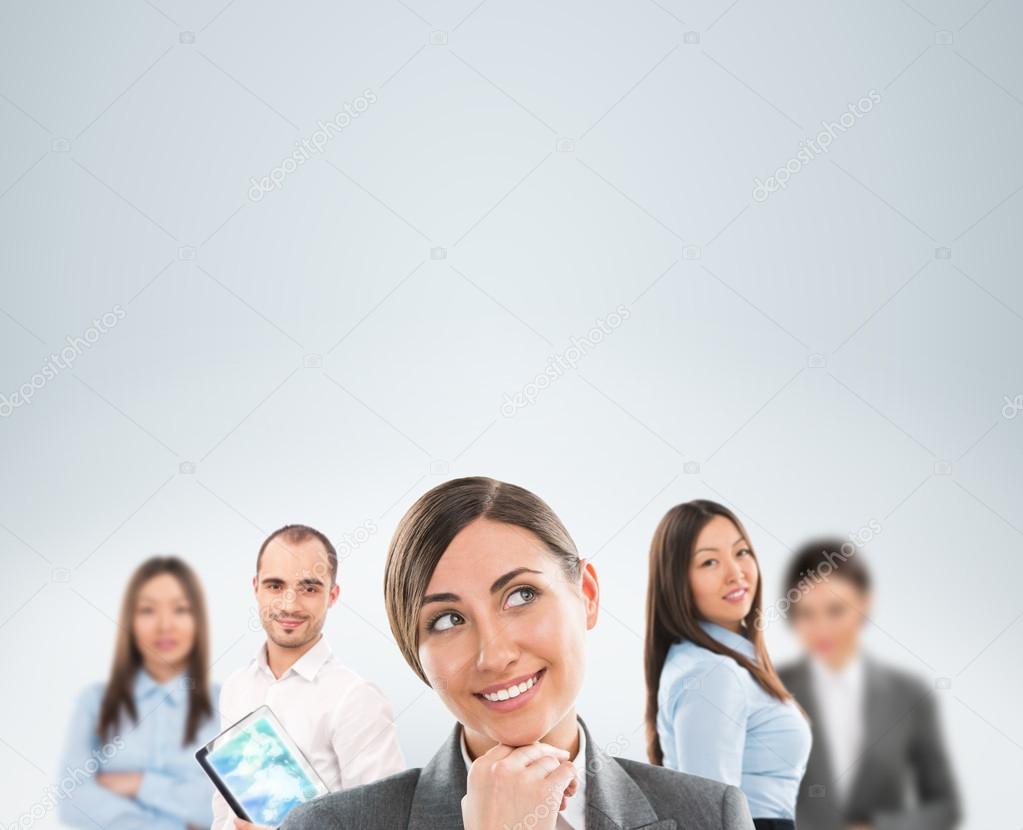 Group of multi ethnic business posing and smiling