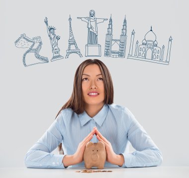 tatil hakkında rüya ve m tasarruf iş kadını genç güzel