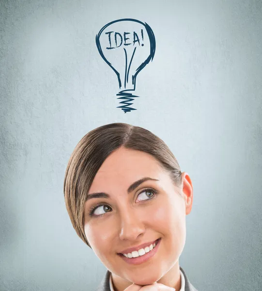 Idea mujer - lluvia de ideas . — Foto de Stock