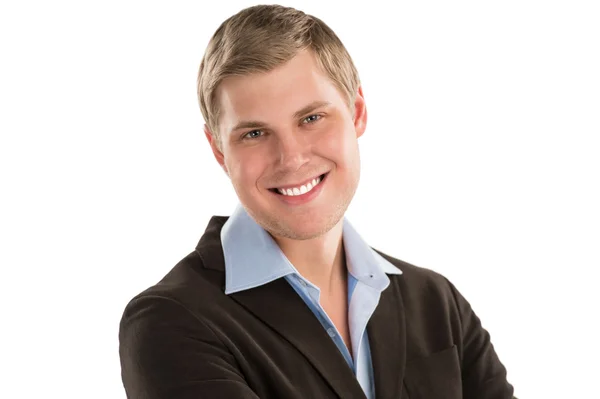 Portrait of a businessman standing with wide smile — Stock Photo, Image