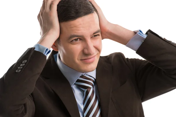 Business man holding his head — Stock Photo, Image