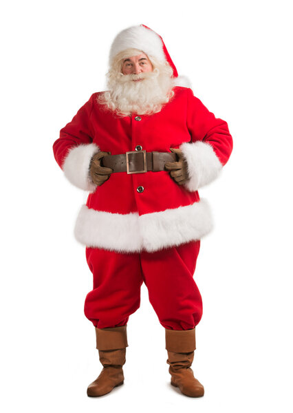 Санта-Клаус стоит изолированный на белом фоне
