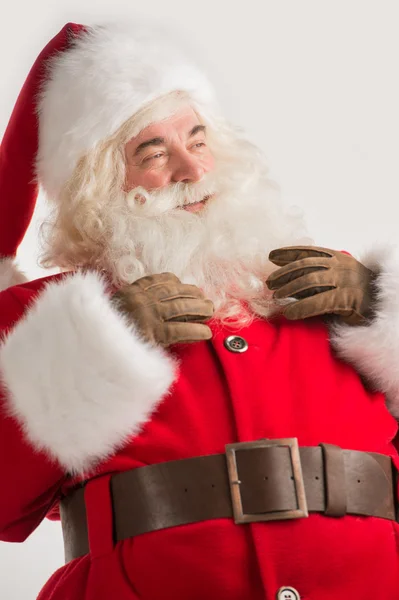 Portret van gelukkig santa claus denken — Stockfoto