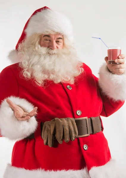 Portrait of Santa Claus Drinking milk from glass — Stock Photo, Image