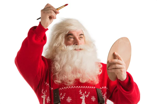 Retrato de Santa Claus pintando — Foto de Stock