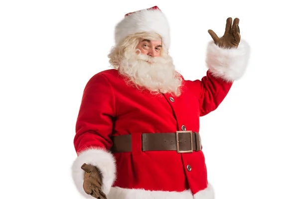 Santa claus gebaren zijn hand — Stockfoto
