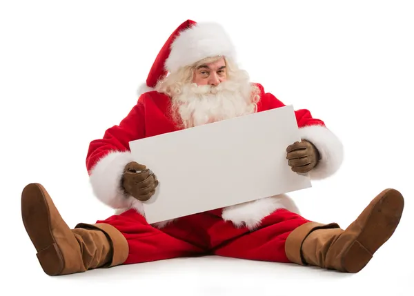 Babbo Natale tiene il banner — Foto Stock