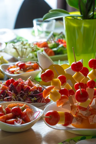 Table full of organic food — Stock Photo, Image