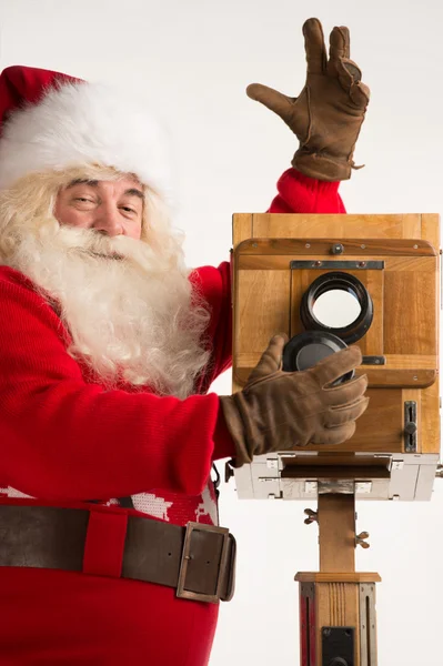 Santa claus nemen foto — Stockfoto
