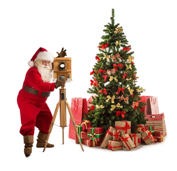 Weihnachtsmann beim Fotografieren — Stockfoto