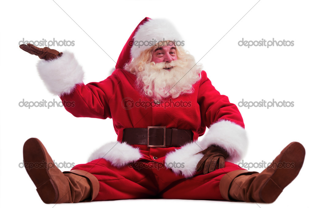 Santa Claus showing presenting gesture