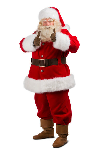 Санта-Клаус стоит на белом фоне
