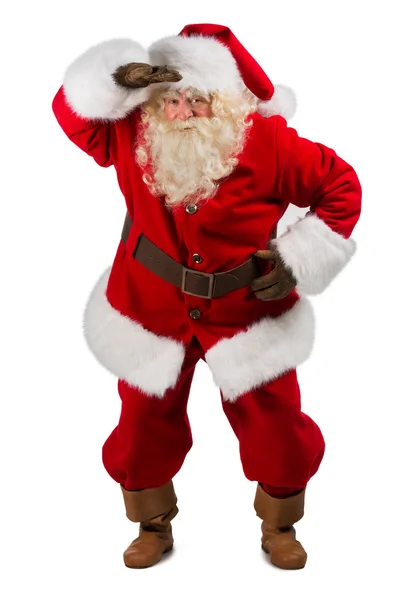 Santa claus "peering" ver weg — Stockfoto