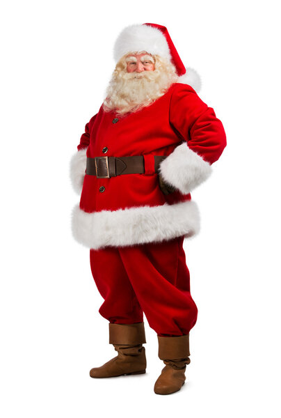 Санта-Клаус, стоящий изолированно на белом фоне - полная длина
