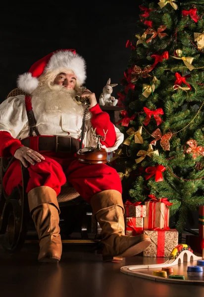 Santa claus volání vinobraní fón — Stock fotografie