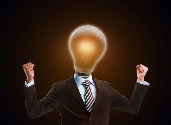 Idea concept, lamp head businessman — Stock Photo, Image